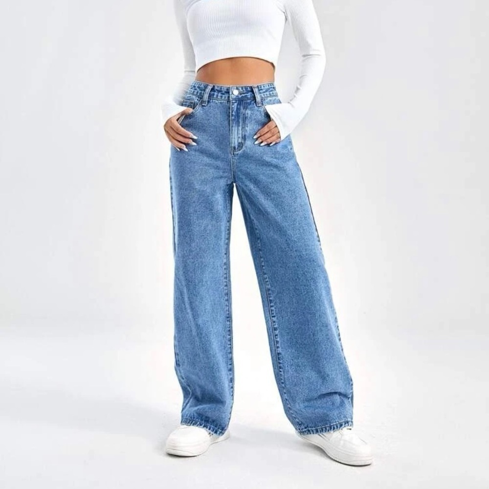 SHEIN EZwear Slant Pocket High‎ Waist Boyfriend Jeans